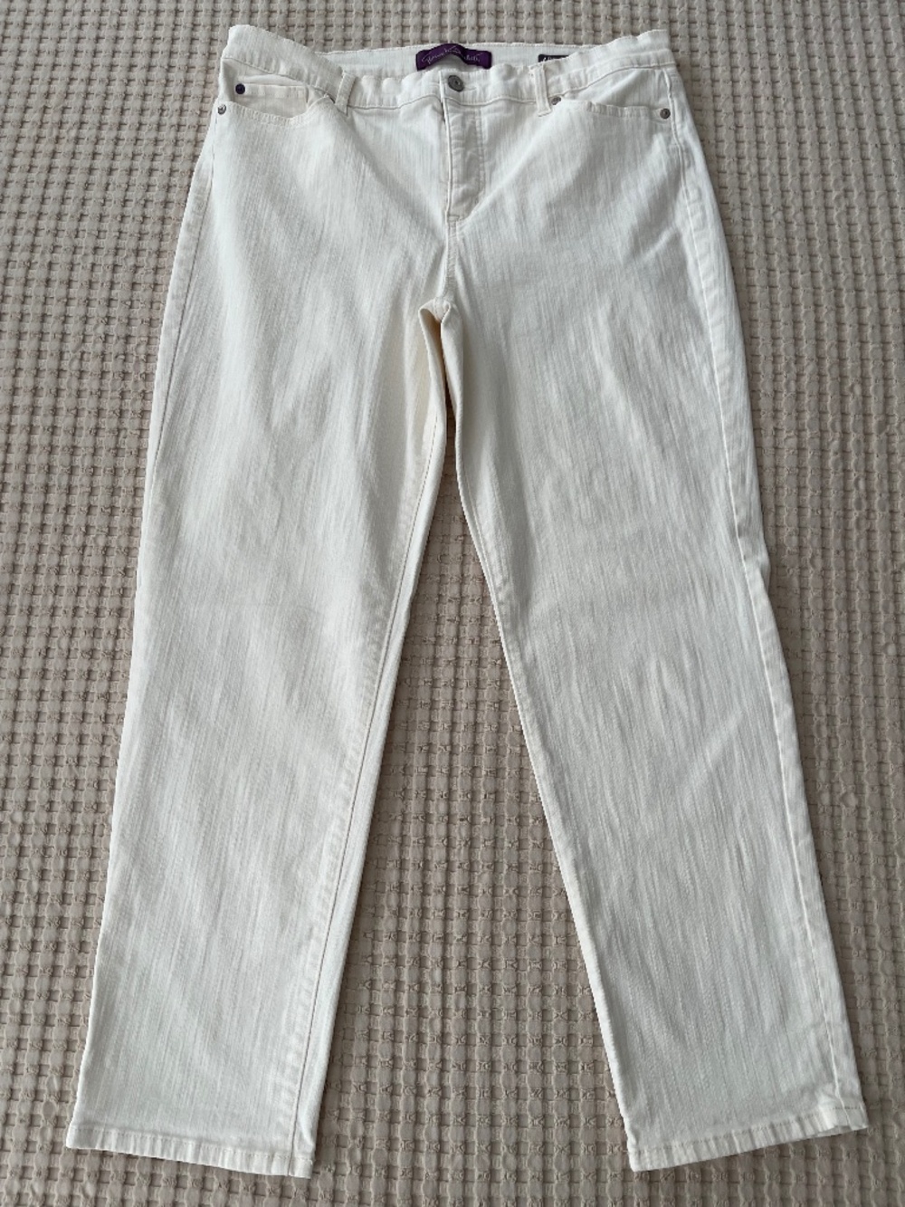 Gloria Vanderbilt Boyfriend Jeans Women's Size 12 Off-White Relaxed